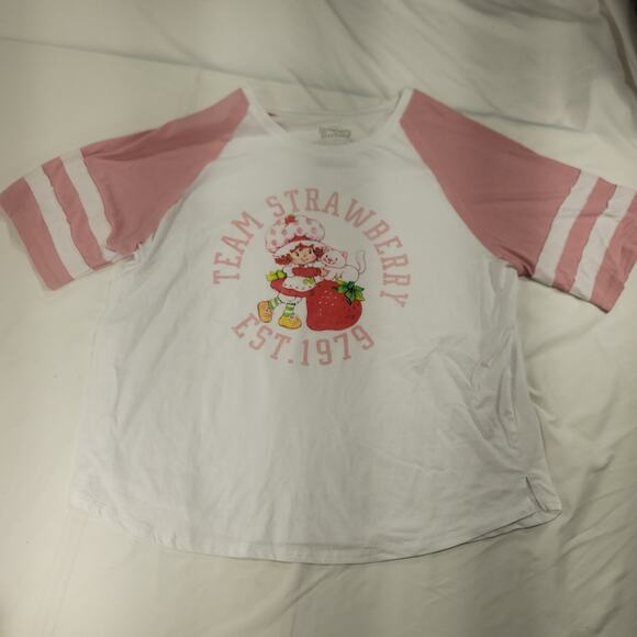 Strawberry Shortcake Casual Short Sleeve Crew Neck Shirt Womens Size 3X White - Picture 2 of 8